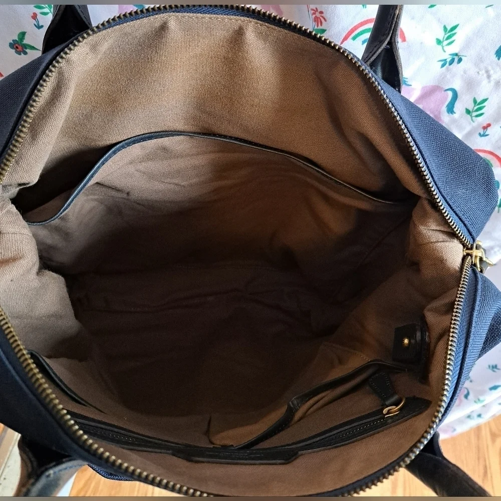 NWOT Made In Eden Navy Blue Cotton Quiet Luxury Crossbody Purse Tote Bag